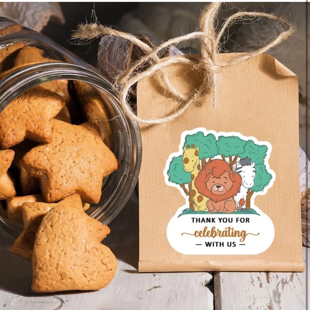 NWT (80) Jungle Animal Thank You for Celebrating with us Stickers